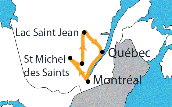 Itinéraire de ce séjour en hydraski au Québec